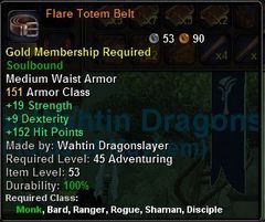 In-game tooltip for Flare Totem Belt