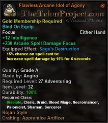 In-game tooltip for Flawless Arcane Idol of Agony