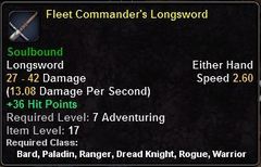 In-game tooltip for Fleet Commander's Longsword
