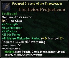 In-game tooltip for Focused Bracers Of The Timeweaver
