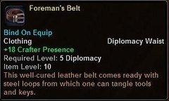 In-game tooltip for Foremans Belt