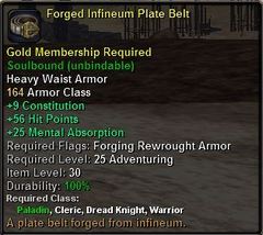 In-game tooltip for Forged Infineum Plate Belt