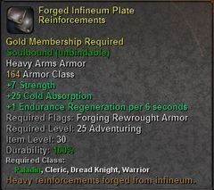 In-game tooltip for Forged Infineum Plate Reinforcements