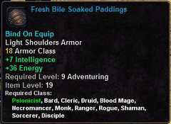 In-game tooltip for Fresh Bile Soaked Paddings