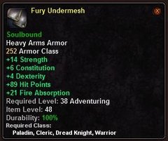 In-game tooltip for Fury Undermesh