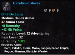 In-game tooltip for Gazefiend Gloves