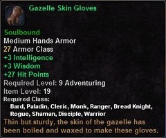 In-game tooltip for Gazelle Skin Gloves