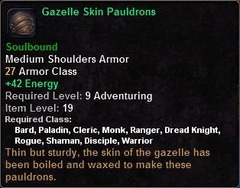 In-game tooltip for Gazelle Skin Pauldrons