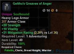 In-game tooltip for Gelthu's Greaves of Anger