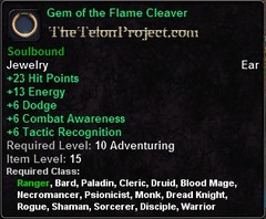 In-game tooltip for Gem of the Flame Cleaver