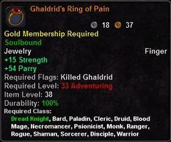 In-game tooltip for Ghaldrid's Ring Of Pain