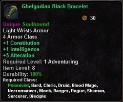 In-game tooltip for Ghelgadian Black Bracelet