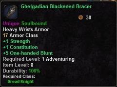 In-game tooltip for Ghelgadian Blackened Bracer