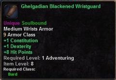 In-game tooltip for Ghelgadian Blackened Wristguard