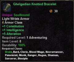In-game tooltip for Ghelgadian Knotted Bracelet