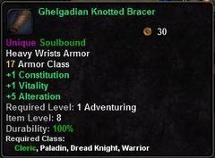 In-game tooltip for Ghelgadian Knotted Bracer