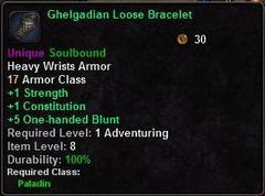 In-game tooltip for Ghelgadian Loose Bracelet