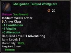 In-game tooltip for Ghelgadian Tainted Wristguard
