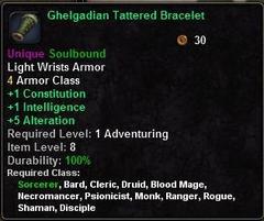 In-game tooltip for Ghelgadian Tattered Bracelet