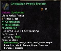 In-game tooltip for Ghelgadian Twisted Bracelet