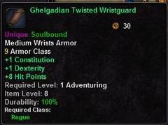 In-game tooltip for Ghelgadian Twisted Wristguard