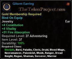 In-game tooltip for Gilorm Earring