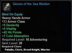 In-game tooltip for Gloves Of The Sea Maiden
