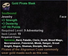 In-game tooltip for Gold Pirate Mask