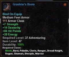 In-game tooltip for Grashlar's Boots