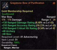 In-game tooltip for Graystone Bow of Purification