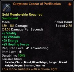 In-game tooltip for Graystone Censor of Purification