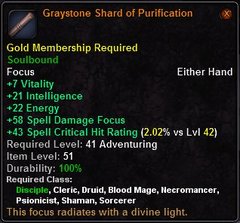 In-game tooltip for Graystone Shard Of Purification