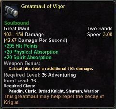 In-game tooltip for Greatmaul Of Vigor