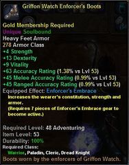 In-game tooltip for Griffon Watch Enforcer's Boots
