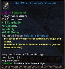 In-game tooltip for Griffon Watch Enforcer's Gauntlets