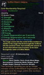 In-game tooltip for Griffon Watch Insignia