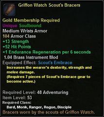 In-game tooltip for Griffon Watch Scout's Bracers