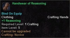 In-game tooltip for Handwear Of Reasoning