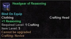In-game tooltip for Headgear Of Reasoning