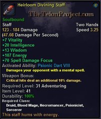 In-game tooltip for Heirloom Divining Staff