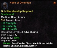 In-game tooltip for Helm of Dominion
