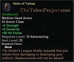 In-game tooltip for Helm of Tarkas