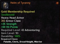 In-game tooltip for Helm of Tyranny