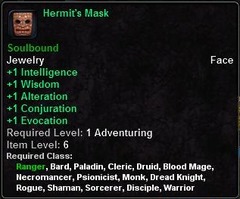 In-game tooltip for Hermit's Mask
