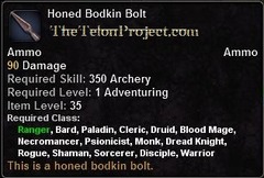 In-game tooltip for Honed Bodkin Bolt