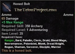 In-game tooltip for Honed Bolt
