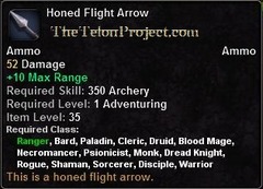 In-game tooltip for Honed Flight Arrow