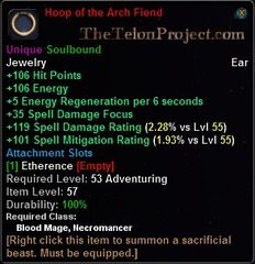 In-game tooltip for Hoop of the Arch Fiend