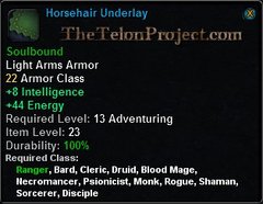 In-game tooltip for Horsehair Underlay
