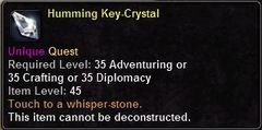 In-game tooltip for Humming Key Crystal